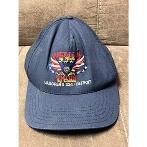 American By Birth Union By Choice Laborers 334 Detroit Hat Denim SnapBack Blue